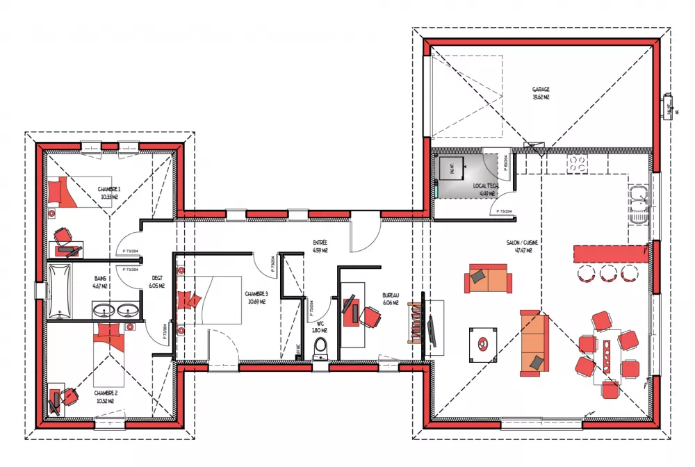 Image du modèle de maison HEVA 106 + G - sans cotes