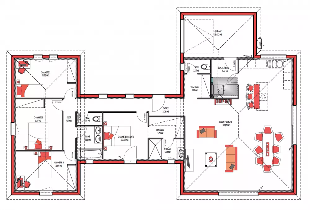 Image du modèle de maison HEVA 140 + G - sans cotes