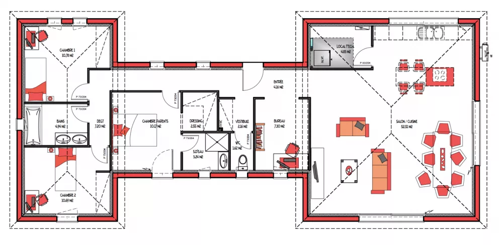 Image du modèle de maison HEVA 122 - sans cotes