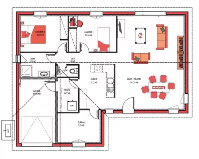 Image du modèle de maison ILLIADE 90 + B + G - sans cotes