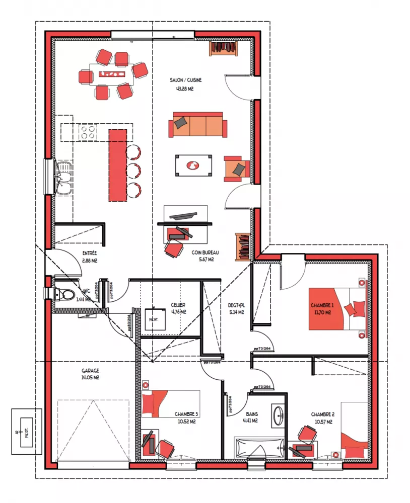 Image du modèle de maison ILLIADE 100 + G - sans cotes