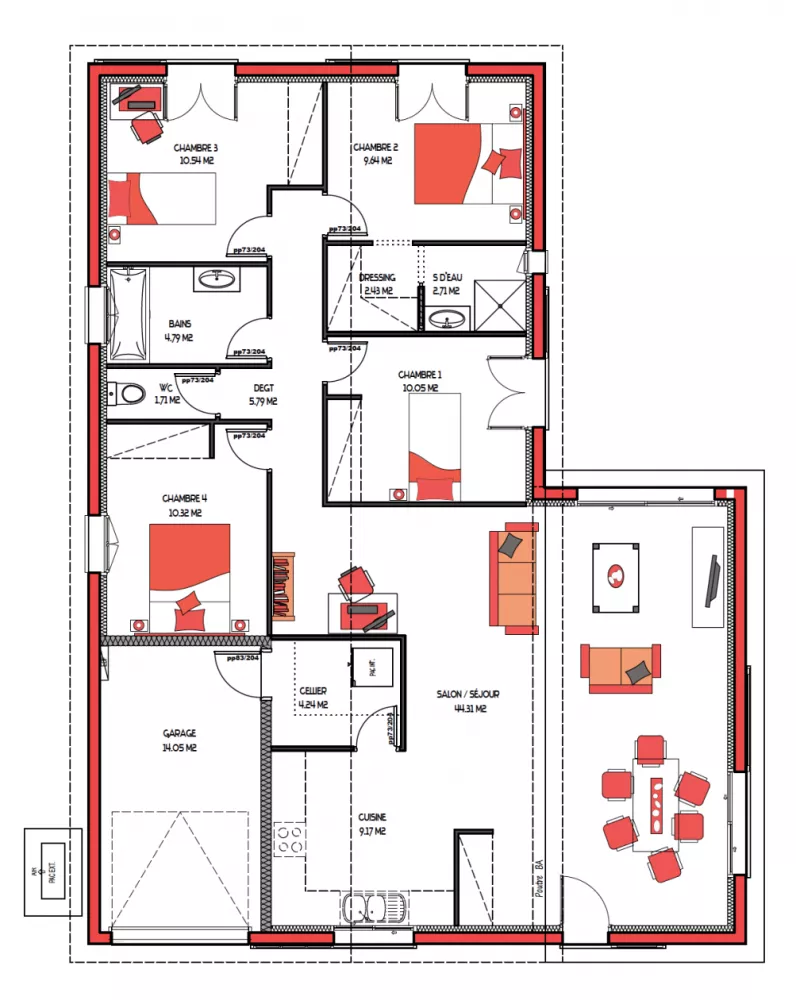 Image du modèle de maison ILLIADE 115 + G - sans cotes