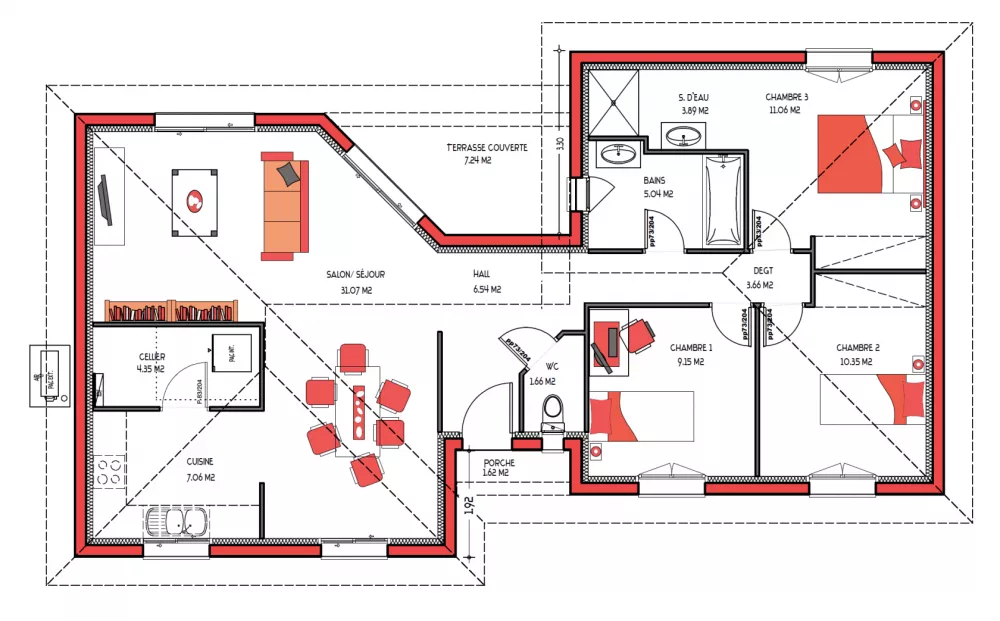 Image du modèle de maison PANAMA 93 - sans cotes