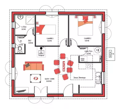 Image du modèle de maison OPTICA 60 - sans cotes