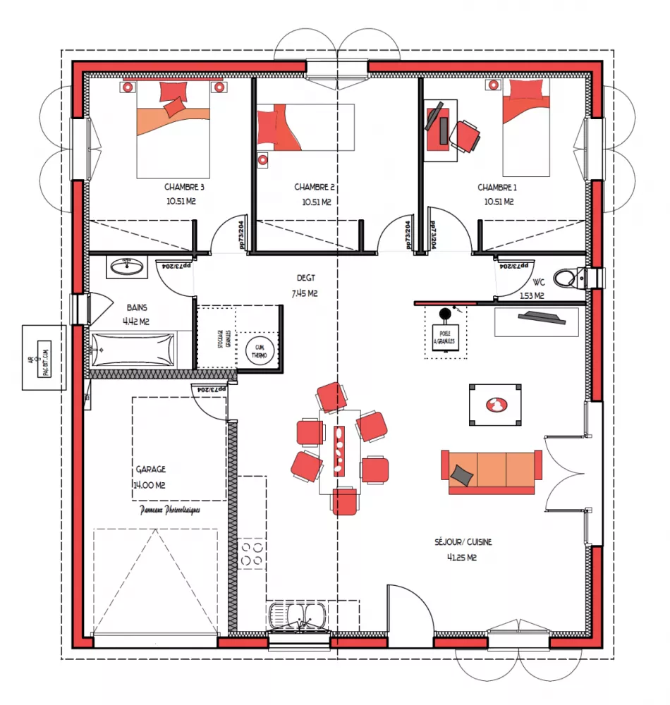 Image du modèle de maison OPTICA 86 + G - sans cotes