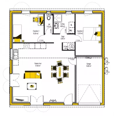 Image du modèle de maison CUB'KA 75 + G - sans cotes