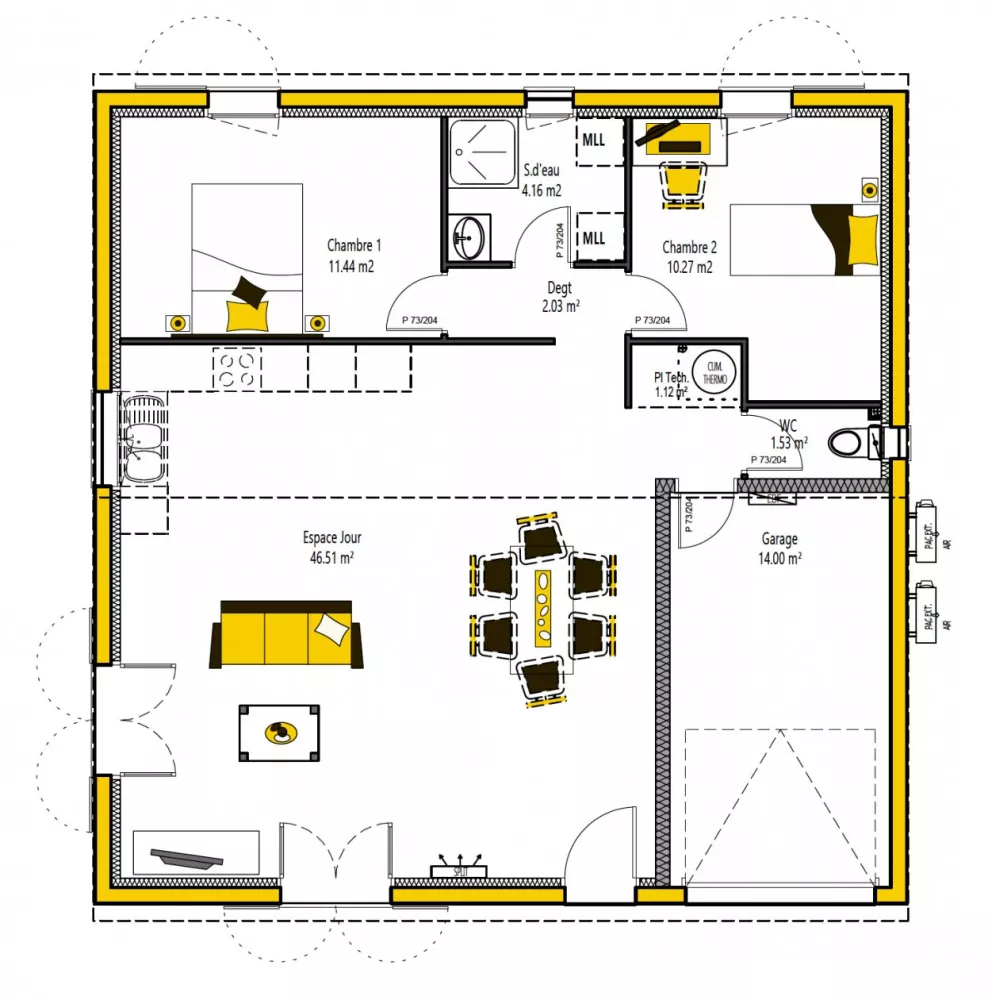 Image du modèle de maison CUB'KA 77 + G - sans cotes