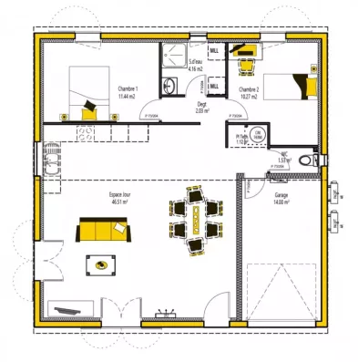 Image du modèle de maison CUB'KA 77 + G - sans cotes