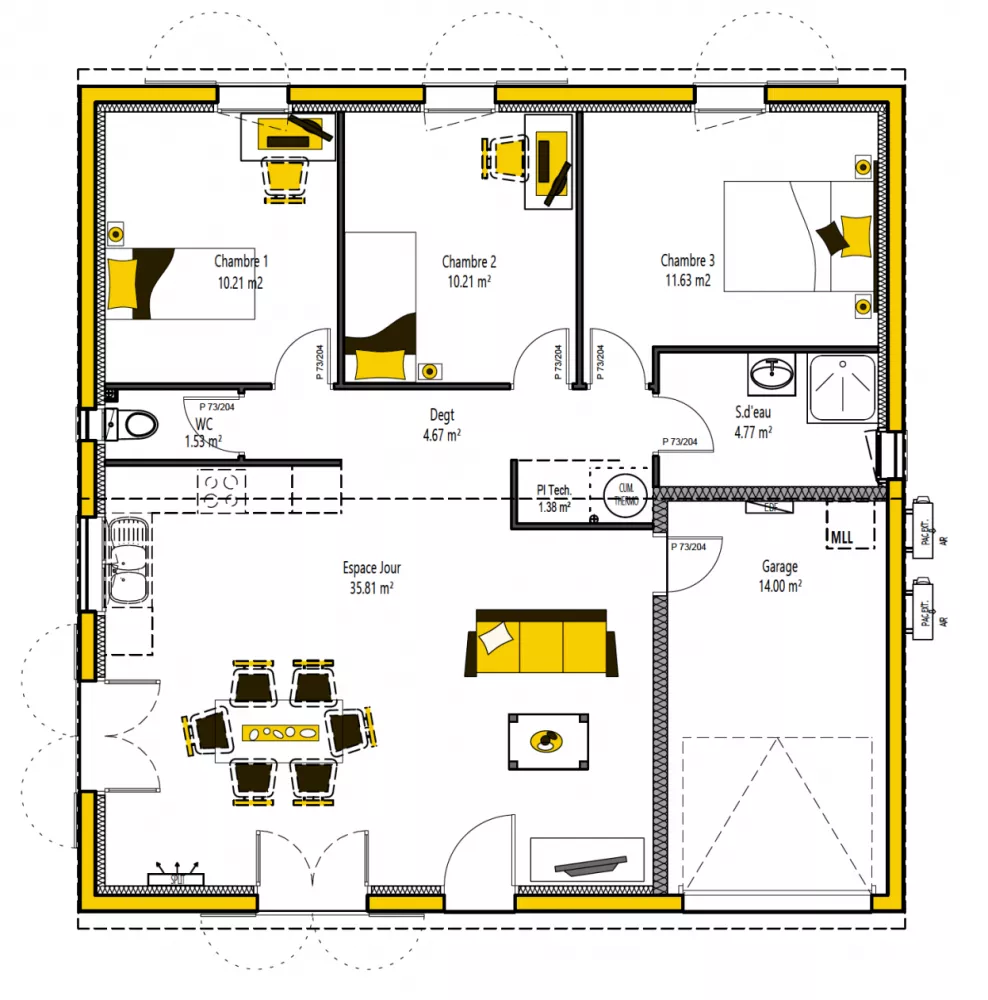 Image du modèle de maison CUB'KA 80 + G - sans cotes