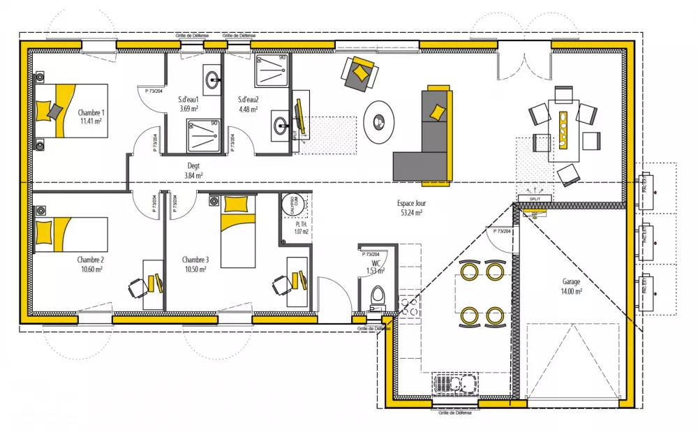 Image du modèle de maison ONE'KA 2 + S 100 + G - sans cotes