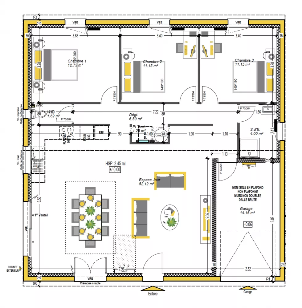 Image du modèle de maison CUB'KA 3CH100 + G - sans cotes