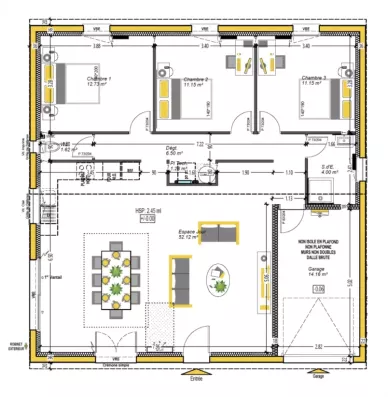 Image du modèle de maison CUB'KA 3CH100 + G - sans cotes