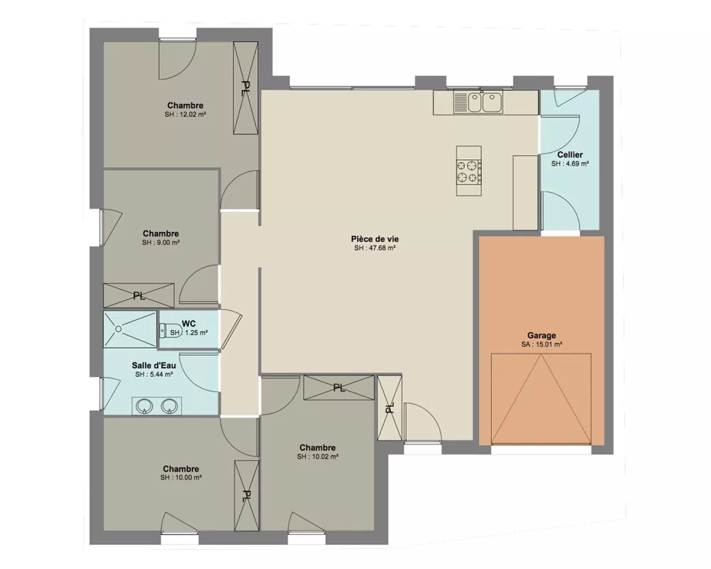 Image du modèle de maison PLAN RDC sans cotes