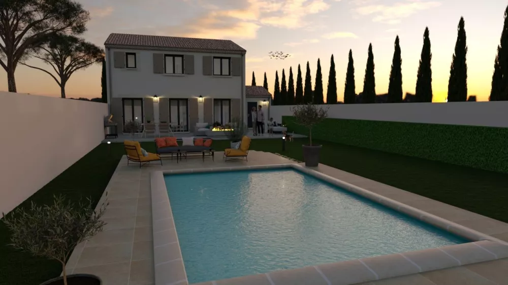 Image du modèle de maison LISBONNE-3D-ARRIERE-NUIT2