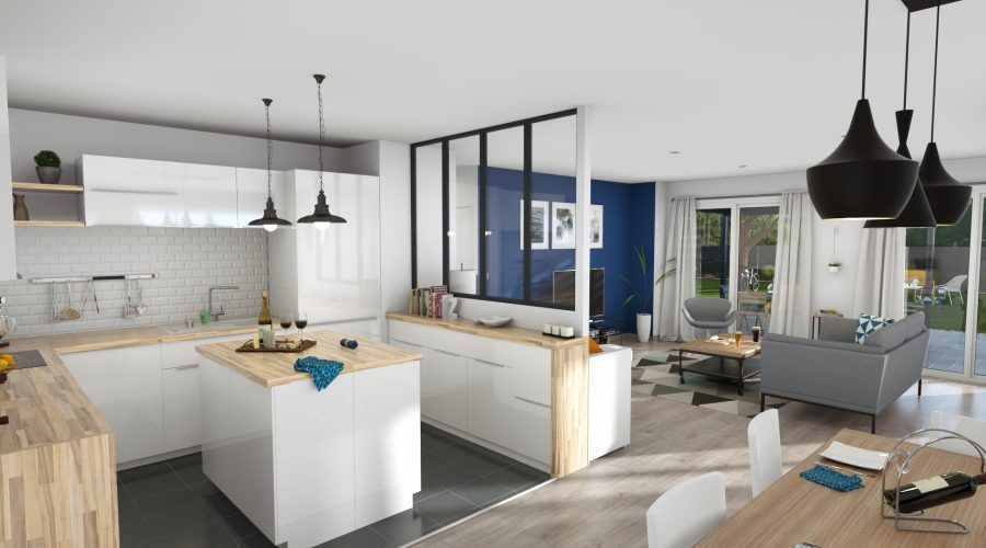 Image du modèle de maison cuisine-salon-3D
