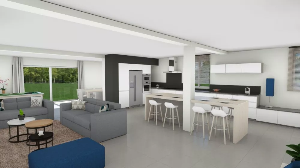 Image du modèle de maison salon-cuisine-3D