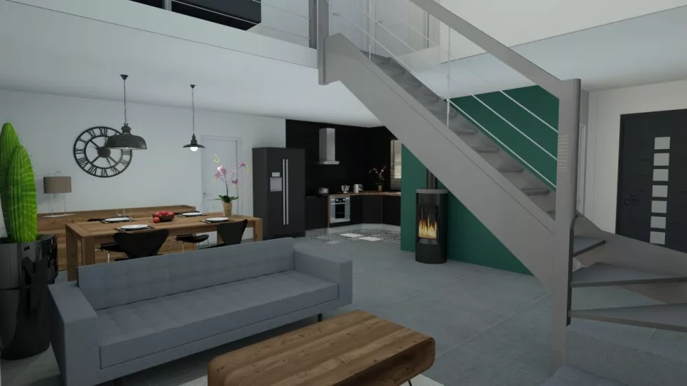 Image du modèle de maison salon-cuisine-3D