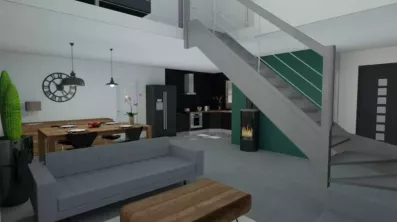Image du modèle de maison salon-cuisine-3D