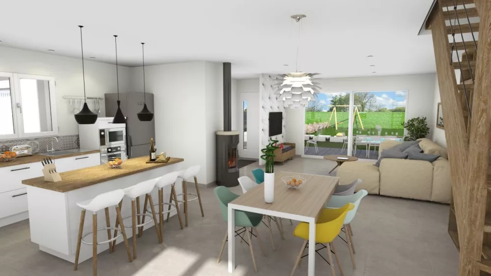 Image du modèle de maison salon-cuisine-3D