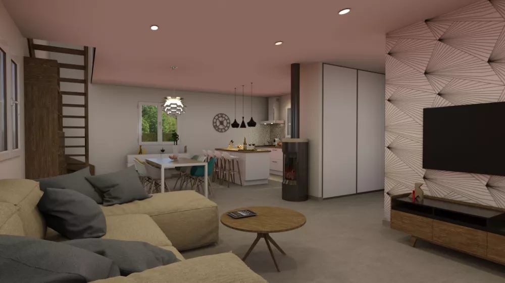 Image du modèle de maison salon-cuisine-3D