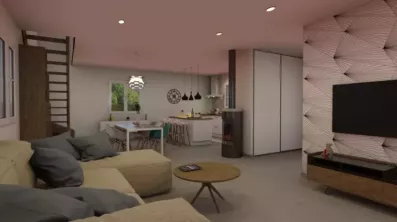 Image du modèle de maison salon-cuisine-3D