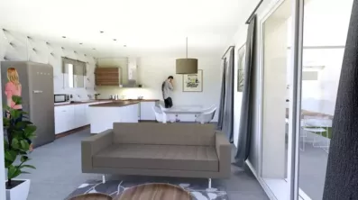 Image du modèle de maison salon-cuisine 3D
