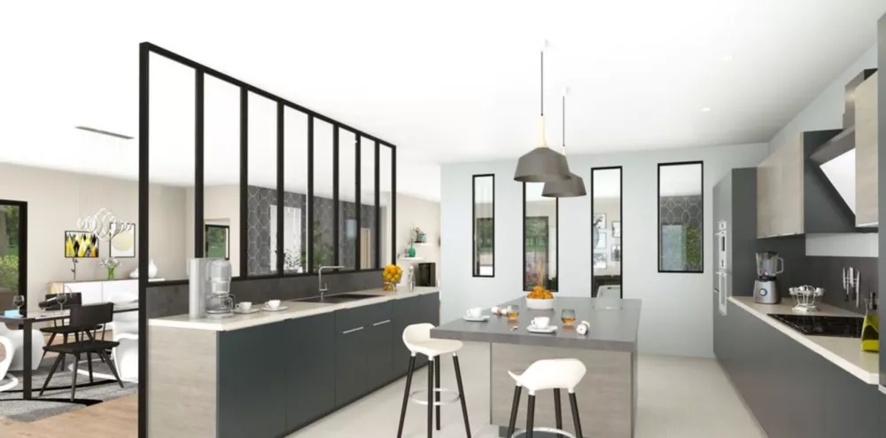 Image du modèle de maison salon-cuisine-3D