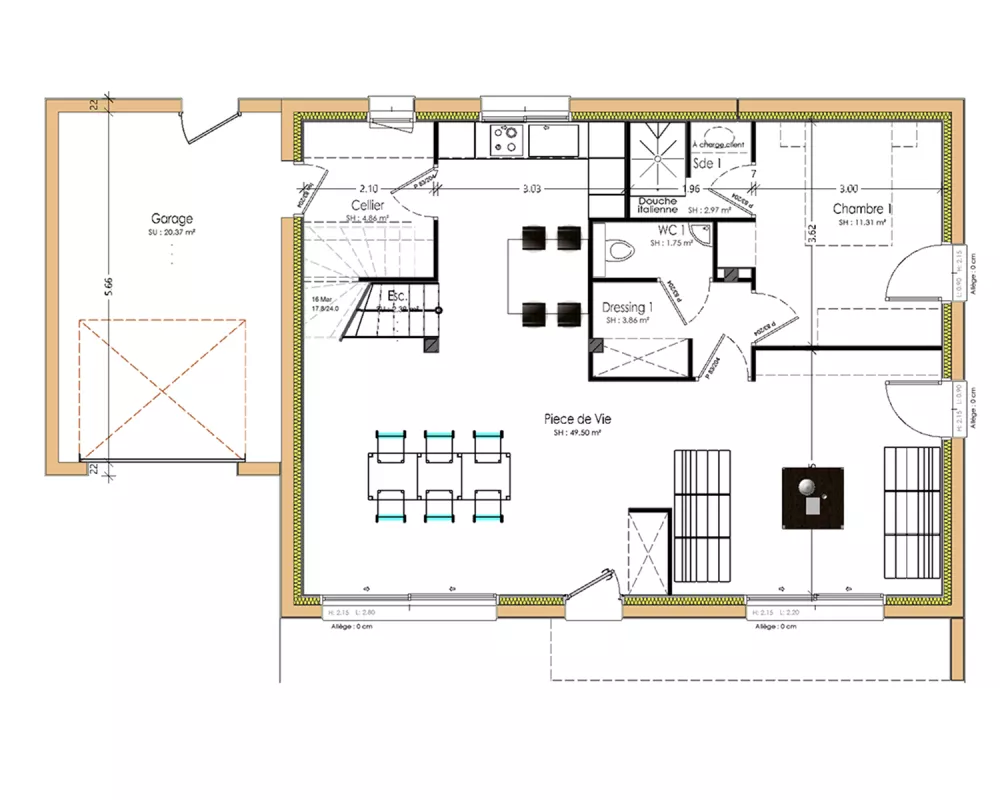 Image du modèle de maison PLAN RDC - sans cotes