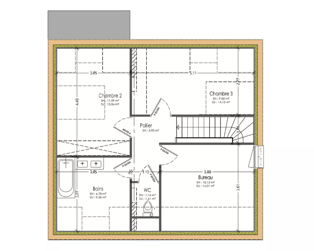 Image du modèle de maison PLAN ETAGE - sans cotes