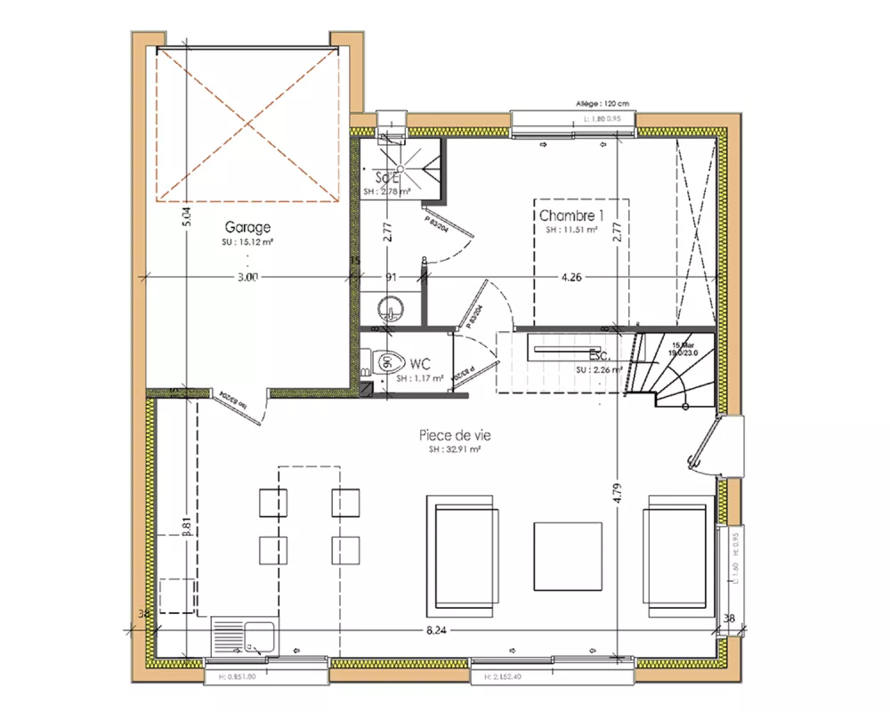 Image du modèle de maison PLAN RDC - sans cotes