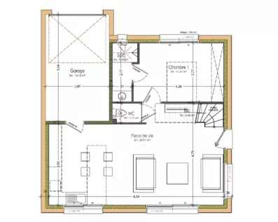 Image du modèle de maison PLAN RDC - sans cotes