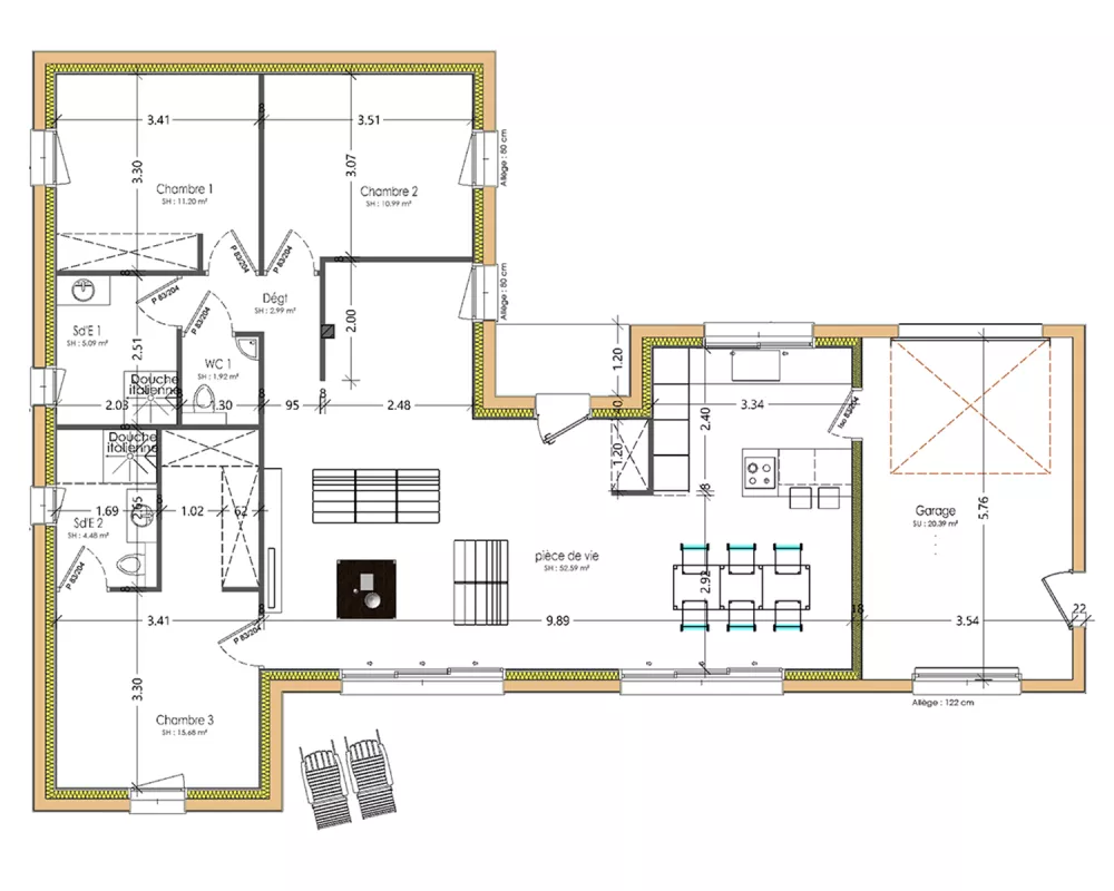 Image du modèle de maison PLAN RDC - sans cotes