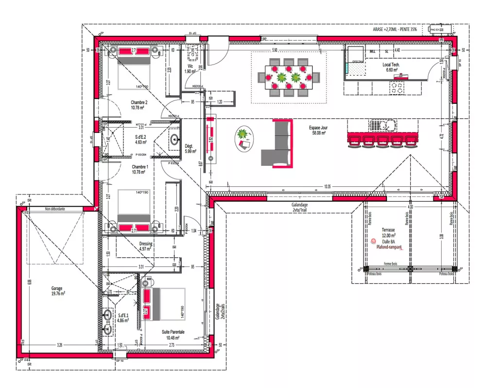 Image du modèle de maison PLAN RDC sans côtes