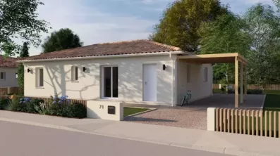 Image du modèle de maison 03. RDC_90m² - AV - Toiture 4 pans + Carport - BLANC