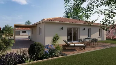 Image du modèle de maison 04. RDC_90m² - AR - Toiture 4 pans + Carport - BLANC