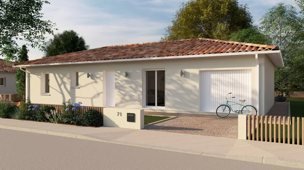Image du modèle de maison 3ch_100_Garage_V1_option men blanches_1 - Photo