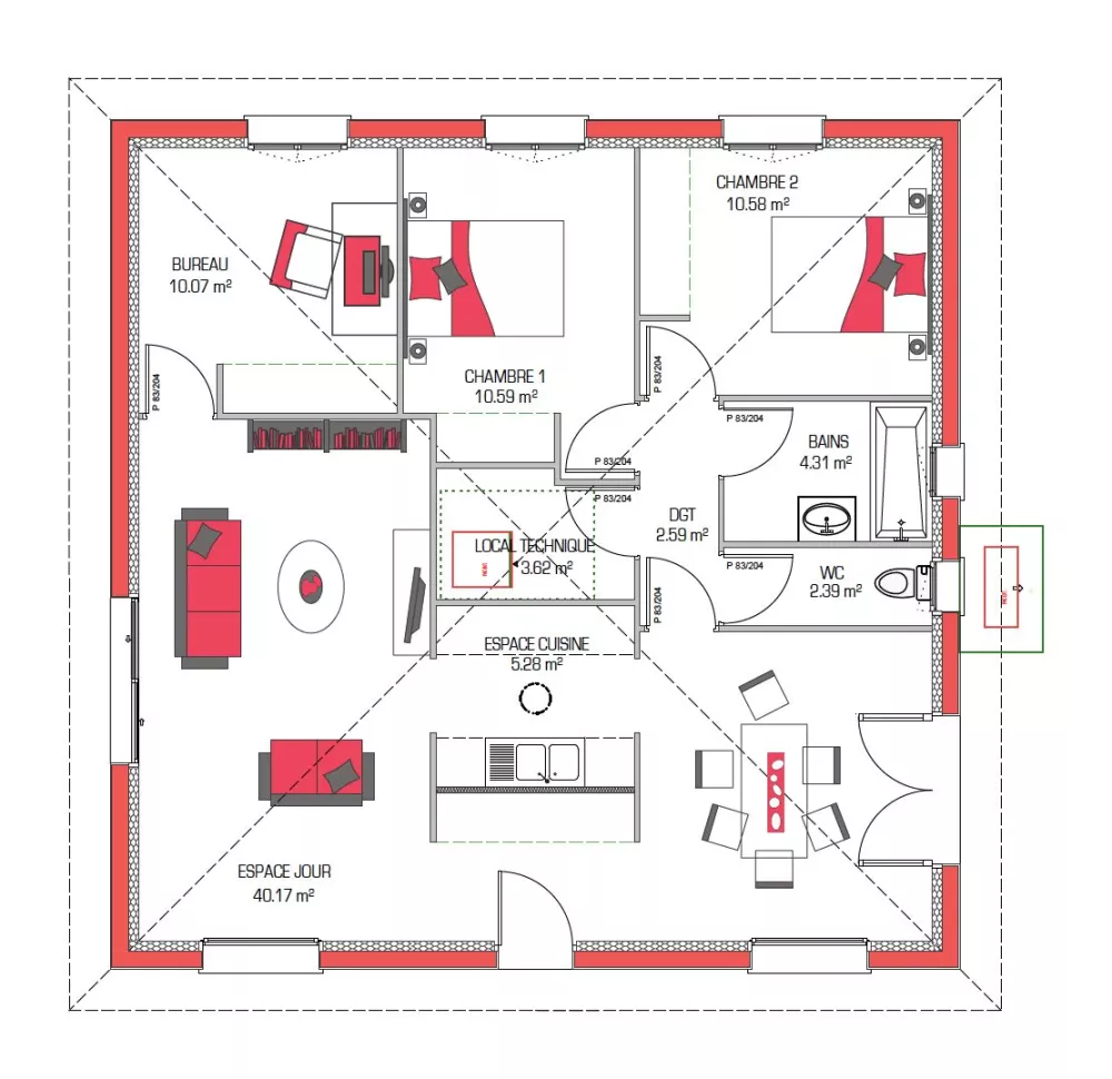 Image du modèle de maison DONA 90 - sans cotes