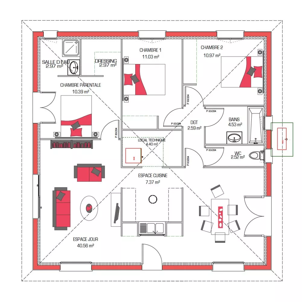 Image du modèle de maison DONA 100 - sans cotes