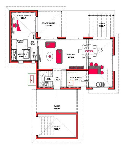 Image du modèle de maison Plan-Elaura 105 + G RDC - sans cotes