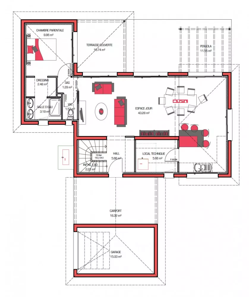 Image du modèle de maison FLORIDA 105 + G RDC - sans cotes