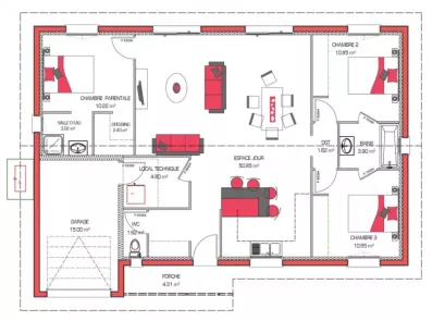 Image du modèle de maison GALANE 100 + G - sans cotes