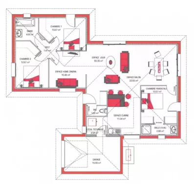 Image du modèle de maison HORTENSE 100 + G - sans cotes