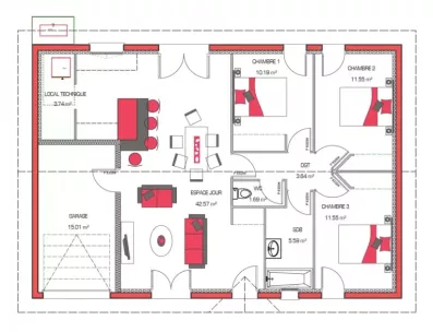 Image du modèle de maison ROSA 90 + G - sans cotes