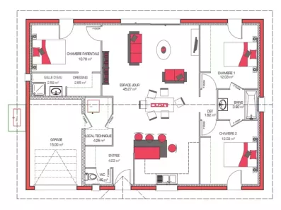 Image du modèle de maison ROSA 100 + G - sans cotes