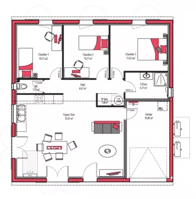 Image du modèle de maison COMEA 80 + G - sans cotes