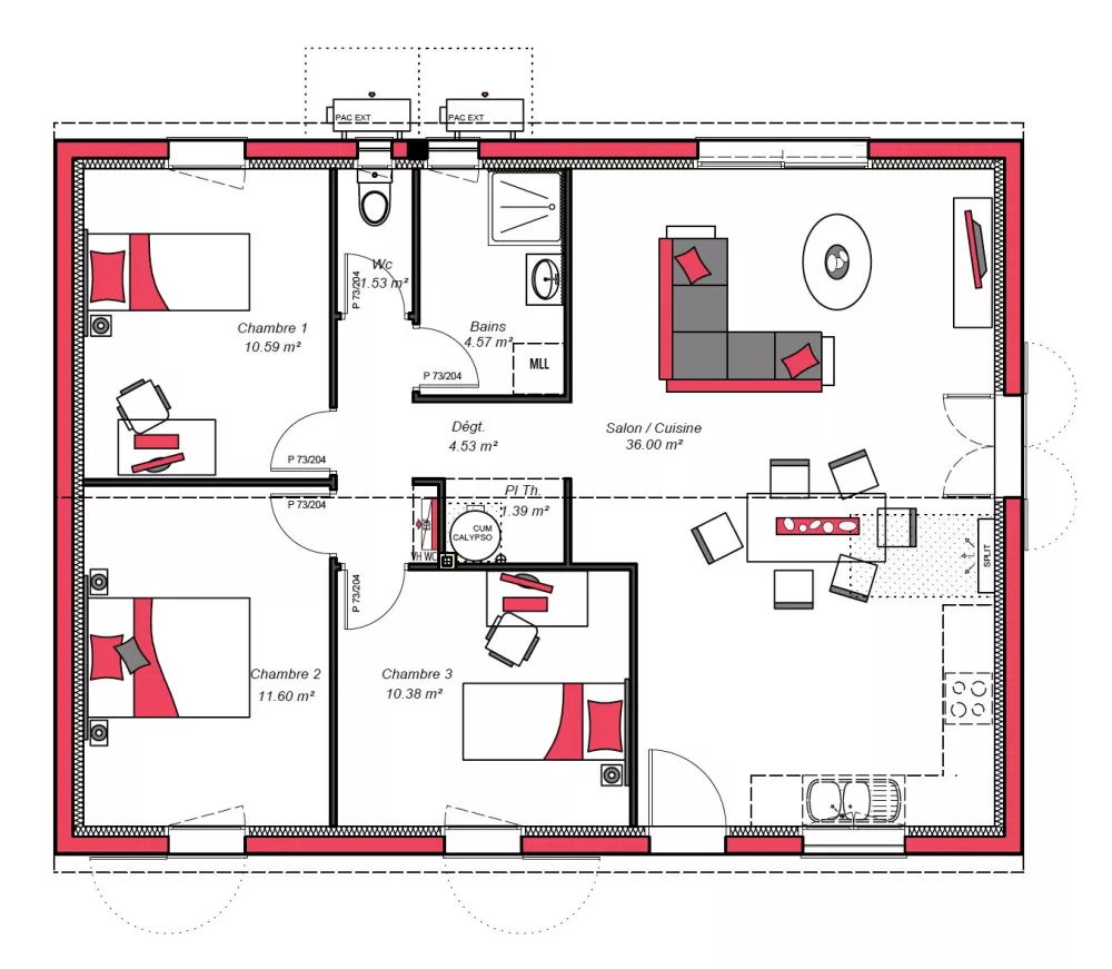 Image du modèle de maison NATHEA 80 - sans cotes