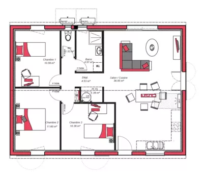 Image du modèle de maison NATHEA 80 - sans cotes