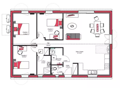 Image du modèle de maison NATHEA 90 - sans cotes