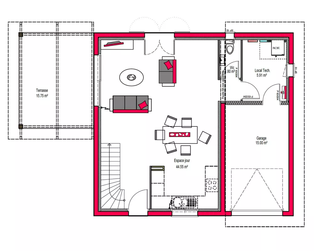 Image du modèle de maison NEREA 90 + G RDC-sans cotes