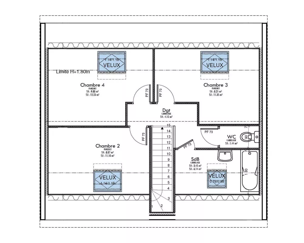 Image du modèle de maison Plan-Bercy-ETAGE sans cotes